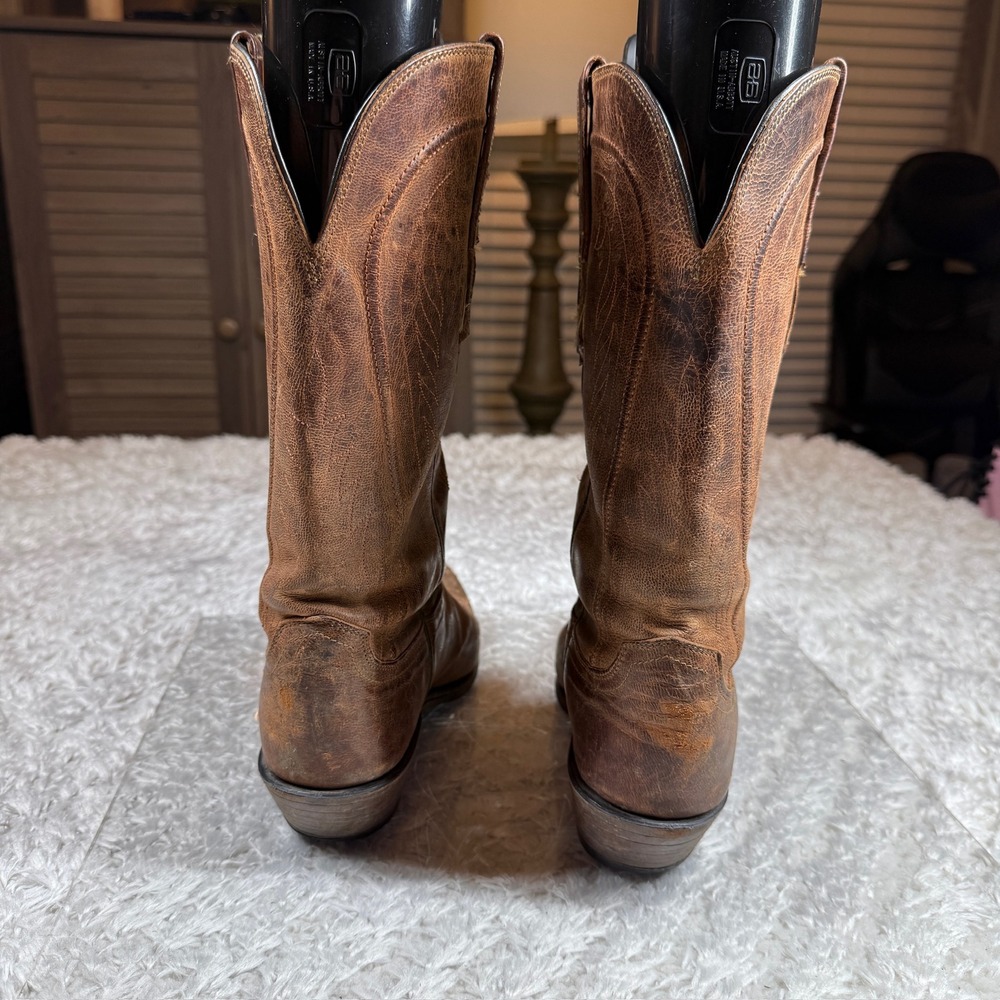 Lucchese Boots Vintage 9.5 B Brown Leather Cowgirl Western Vintage N4766 Rodeo - Picture 6 of 16